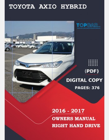 toyota axio hybrid 2016-2017 owners manual in english